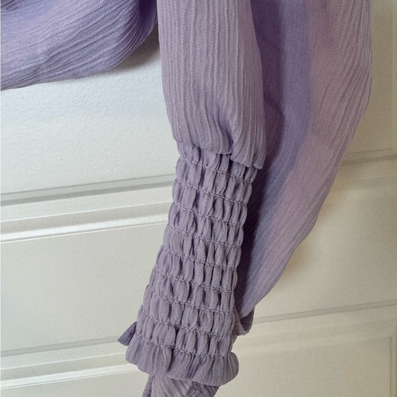 Astr The Label Women's Puff Lantern Sleeve Top Sz M Pale‎ Purple Ruched Back NWT - Picture 6 of 13